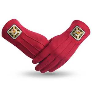 Guantes de algodón rojos hasta la muñeca con emblema masónico - Product Image 1