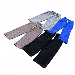 Men's 100% Cotton Sweatpants Mid Waist Drawstring Unisex Straight Fit Autumn Eco-Friendly Quick Dry Lightweight Breathable - Product Image 3