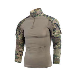 Conjunto de Camisa Táctica de Camuflaje y Pantalones Cargo para Entrenamiento, Transpirable, con Cierre de Cremallera de un Cuarto, Bolsillos Utilitarios, Ropa Resistente - Product Image 2