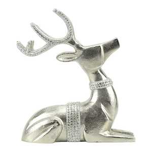 Figurine de renne en résine argentée, 26 cm de hauteur x 8,5 cm de largeur x 22,5 cm de longueur, décoration de Noël, ornement de table glamour, animal fait main - Product Image 2