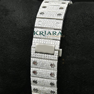 Reloj de Cuarzo Analógico de Lujo con Caja Cuadrada Completamente Decorada con Diamantes, Fecha con Números Romanos y Correa de Acero Inoxidable, Alta Demanda - Product Image 4