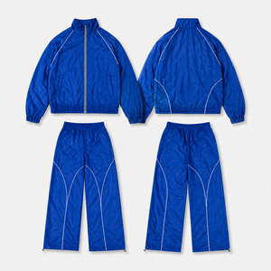 Custom logo Print Tracksuit Zip <b>up</b> Hooded Windbreaker Jacket Oversized Baggy Tracksuit Men's Casual Sports Quick Dry Tracksuit - Product Image 1