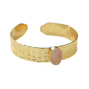 Rose Quartz Handmade brass gold plated fashion bangle cuff wholesale bulk supply - Product Image 4