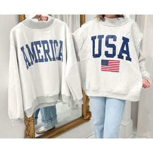 Sudadera de cuello redondo para mujer, mezcla de algodón, tejido de punto, manga larga, estampado de letras, transpirable, estilo urbano, sin reseñas - Product Image 3