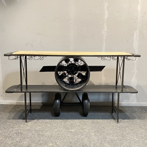 Meilleure Collection : Table de Bar Console Industrielle Vintage avec Moteur d'Avion, Décoration Hélice, Porte-Bouteilles et Art Antique de l'Himalaya - Product Image 4