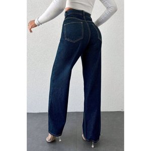 Modern Womens Highwaist Wide Leg Baggy Stone Blue <b>Denim</b> Jeans Relaxed Loose Fit Soft <b>Stretch</b> Plating Eco-Friendly Durable Casual - Product Image 5