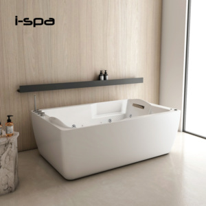 Fiance Freestanding Rectangle Bathtub with Whirlpool & Air Massage Neck Jet 1.8m <b>Acrylic</b> <b>White</b> Design for Indoor Villa Hotel Use - Product Image 3