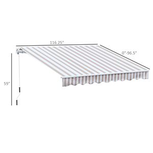 Tenda da Sole Retrattile Facile da Aprire 10x8 con Strisce Beige, Protezione UV, Telaio in Alluminio, Staffe per Tenda, Proiezione Massima 5m - Product Image 3