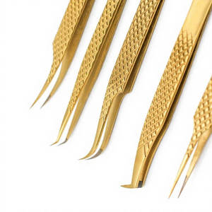 Pinzas para Pestañas DANTRIC IMPLANTS de Acero Inoxidable Chapadas en Oro, Punta Suave con Textura de Diamante de Precisión, Duraderas, Profesionales, para Belleza - Product Image 3