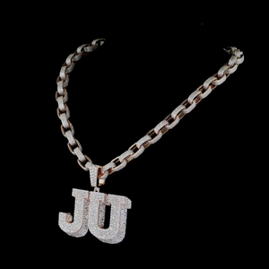 AMBER JEWELS T-127 18K <b>Solid</b> <b>Gold</b> Plated Natural Round Brilliant Cut Diamond <b>Pendant</b> Necklace Unisex Hiphop Style Party Wear - Product Image 1