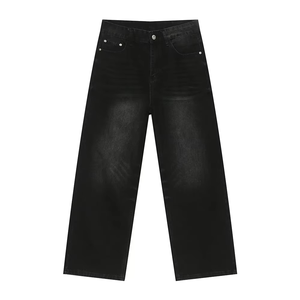Jean décontracté pour homme, coupe droite ample, délavé, tendances actuelles pour le streetwear hip-hop - Pantalon large délavé et vieilli - Product Image 1