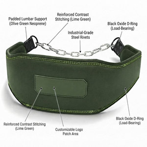 Cinturón de Gimnasio para Hombre Sewing Hub Industry, Cinturón de Compresión para Entrenamiento con Barra y Pesas, Altamente Duradero, con Doble Anillo en D - Product Image 3