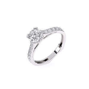 Bague de fiançailles de luxe en platine fine sertie d'un diamant naturel de couleur G, taille brillant, certifié IGI, finition rhodiée - Product Image 1
