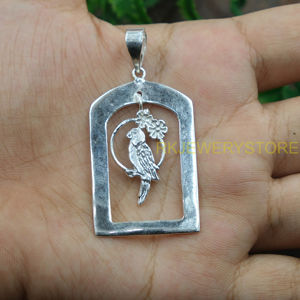 Vintage Bird Flower <b>Arch</b> <b>Frame</b> Pendant Silver Handmade Bird Charm Pendant Nature Inspired Jewelry Women Gift Pendant for Unisex - Product Image 4