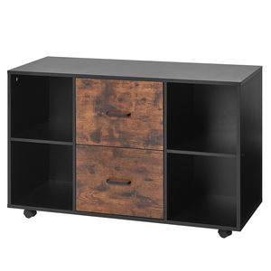 Armadietto Portadocumenti Mobile in Legno a 2 Cassetti con Ripiani Aperti e Ruote Bloccabili per Archiviazione Laterale - Product Image 1