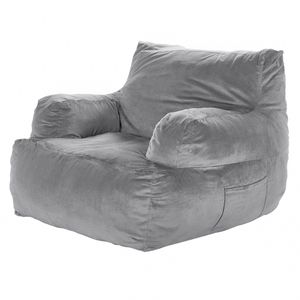 Divano a sacco per adulti soffice peluche imbottitura in schiuma ad alta densità comodo comodo per soggiorno camera da letto Grey - Product Image 1