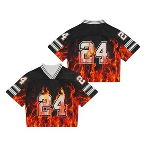 Maillot de football américain personnalisé pour homme, imprimé Galaxy 24, sublimation, col en V, manches courtes, polyester respirant, vêtements de sport - Product Image 4