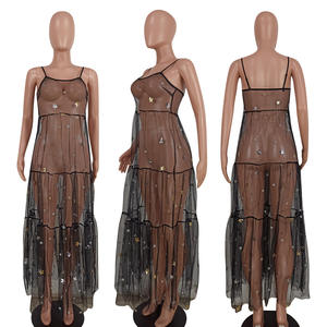 Vestido Sexy de Mujer Personalizado en Chifón con Encaje, Lentejuelas y Gasa Transparente, Transpirable y Calado, Gran Venta - Product Image 5