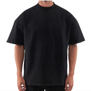 เสื้อยืดทรงบ็อกซี่ แขนเสื้อแบบดรอปโชว์เดอร์ ผ้าคอตตอนถักนิตติ้ง 100% หนัก 220 กรัม พิมพ์ลายพัฟ ไม่เป็นขุย แห้งเร็ว สำหรับผู้ชาย - Product Image 1