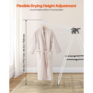 Stendibiancheria Pieghevole in Metallo a 2 Livelli con 21 Aste e Clip per Calzini, Altezza Regolabile - Product Image 4