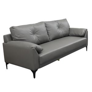 Modern Minimalist 3 Seater Grey Leather <b>Sofa</b> for Living Room Furniture - Product Image 3