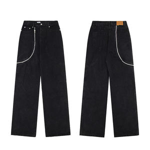 Jeans de Mezclilla 100% Algodón para Hombre, Corte Recto, Holgados, Transpirables, Lavados, Color Sólido, para Invierno, Venta al Por Mayor - Product Image 3