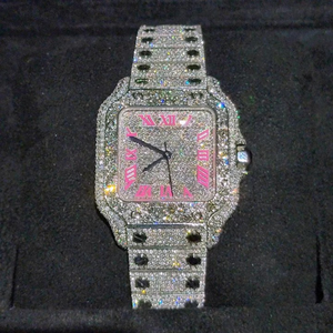Montre numérique de style hip-hop de haute qualité avec boîtier en alliage carré serti de diamants de laboratoire DEF, cadran de 40 mm et verre en cristal - Product Image 1
