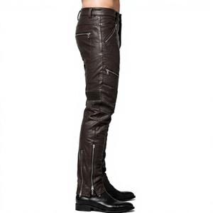 Unique Design Eco-Friendly Waterproof Casual Winter <b>Men's</b> <b>Leather</b> <b>Pants</b> Straight Customized Logo Adult Size With OEM - Product Image 6