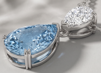 Collier pendentif de luxe en or 14 carats plaqué rhodium avec diamant de laboratoire bleu poire fantaisie |   Cadeau élégant et minimaliste pour femmes
