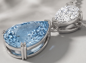 Collier pendentif en diamant bleu poire fantaisie cultivé en laboratoire |    Cadeau de bijoux élégant et minimaliste pour femmes, bijoux fins - Product Image 6