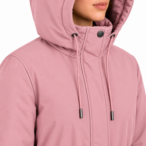 Veste parka d'hiver imperméable rose pour femme, doublée de polaire sherpa, à capuche, chaude, pour l'extérieur, avec poches, OEM, étiquette privée - Product Image 5