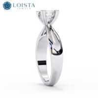 Anillo de Compromiso para Mujer con Diamante Redondo de Laboratorio de 18k, Corte Excelente, Claridad VS1, Color E, Diamante Sintético, Oro AU750