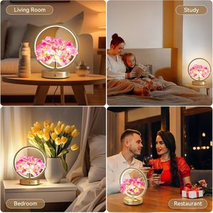 Rechargeable Cordless 3 Way Dimmable <b>Small</b> Night <b>Light</b> Hydrangeas Flower Touch Lamp Birthday Gifts for Women Mom Table Lamps - Product Image 2