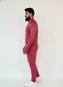Camiseta Deportiva de Manga Larga con Media Cremallera Rosa para Hombre, con Costuras en Contraste, de Secado Rápido, Corte Regular, para Todas las Temporadas - Product Image 2