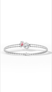Pulsera Delicada de Doble Hilera Couture Toi Et Moi con Cojín Bicolor y Diamante Rosa Tallado en Pera Cultivado en Laboratorio, Joyería Fina de Oro de 18K - Product Image 6