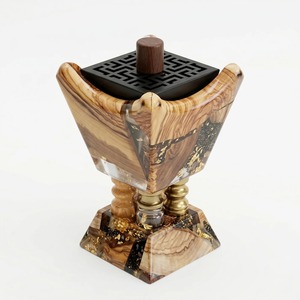 Designer Wood and Resin Mabkhara Luxury Arabic Incense Burner for <b>Oud</b> <b>Bakhoor</b> Modern Home and Hospitality Decor - Product Image 6