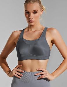 Soutien-gorge de sport sans couture respirant à col montant pour femme, couvrance intégrale, maintien élevé, avec logo frontal, idéal pour la course, la gym et le yoga - Product Image 4