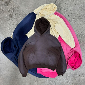 Nouveau style 2026 – Sweat-shirt unisexe oversize à capuche zippé en polaire rose uni, coupe courte, décontracté, pour l'automne, marque privée - Product Image 4