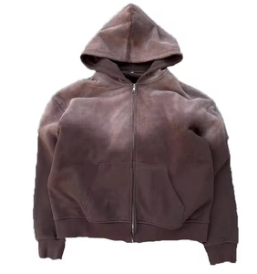 Sudadera con Capucha Extra Grande para Hombre, con Cierre, Color Sólido, Informal, de Felpa Francesa, Algodón, Corte Regular, Estilo Otoñal - Product Image 2