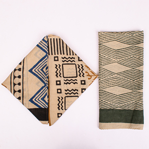 Handblock 3 Set Boho Natural Dye Printed Canvas Cotton Bandana Set Bagru <b>Style</b> Indian Eco-Friendly <b>Head</b> Neck Vintage Bohemian - Product Image 5