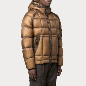 Men's Hooded Winter Puffer Jacket Breathable Lightweight <b>Zip</b> Fly Solid Color Polyester Fiber Filled Front Pocket Outdoor Hiking - Product Image 3