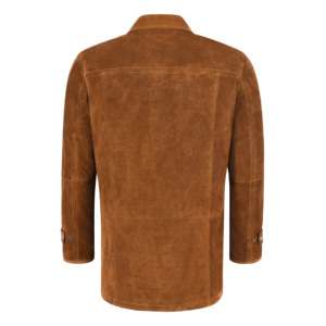 Custom 100% Genuine Tan Cow <b>Suede</b> Leather <b>Men's</b> Field <b>Jacket</b> Safari Utility Coat Winter Casual Manufacturer Wholesale Supplier - Product Image 3