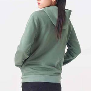 Women's Solid <b>Green</b> Hooded Zip-Up Fleece Hoodie Full Sleeve Regular Length Breathable Cotton Autumn Wear - Product Image 6