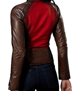 Vestes en cuir pour femmes de haute qualité, style zippé, couleur marron, avec votre propre logo. - Product Image 4