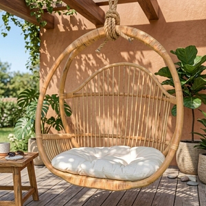 New Modern Minimalist Wholesale Natural Rattan Woven <b>Hanging</b> Swing <b>Chair</b> Indoor Outdoor Hotel Park Villa Seating Furniture Set - Product Image 2