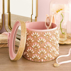 Organizador de Joyas de Terciopelo y Madera de Lujo, Personalizable en Color y Tamaño, con Cuentas Bordadas a Mano, Estilo Artístico y Original, WAC-2201 - Product Image 6