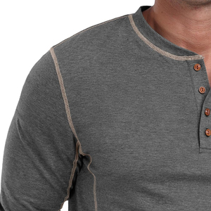 Summer Wear Slim Fit Henley Tee Shirt Male Long Sleeve Button <b>Down</b> Men Street Style Henley T Shirts For Casual Wear - Product Image 6
