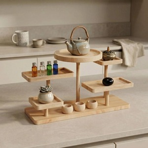 3 Tier Round <b>Wooden</b> Display Organizer For Perfumes Cakes Shop Display Party Decoration And Tabletop Serving Stand From India - Product Image 4