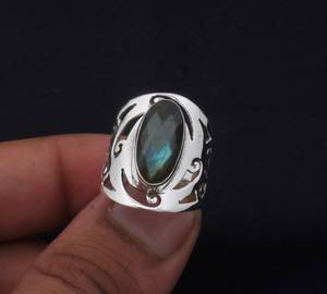Handmade <b>Labradorite</b> Gemstone <b>Ring</b> Filigree 925 Sterling Silver Elegant Jewelry Statement Gift For Women - Product Image 1