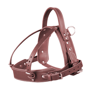 Harnais pour chien en cuir de haute qualité, confortable, respirant, anti-traction, design classique avec fermeture à boucle pour chiens - Product Image 2